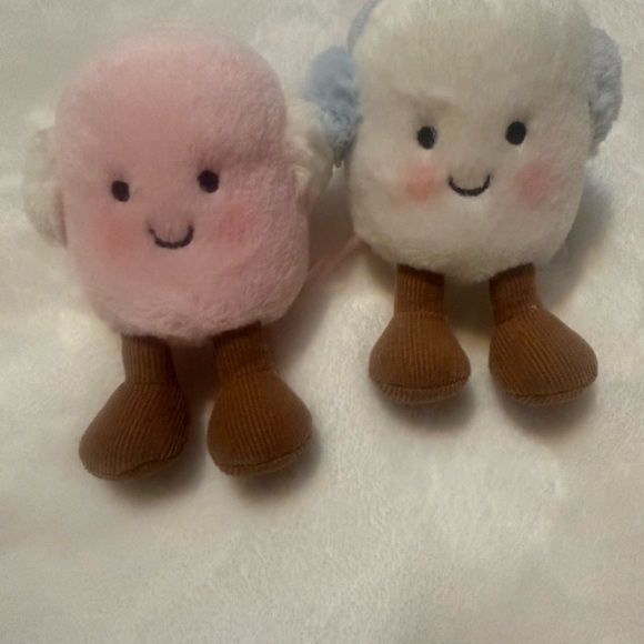 Jellycat Other - Jellycat Amuseables Marshmallow Pair Plush Pink & Winter Earmuffs Rare Set NWT